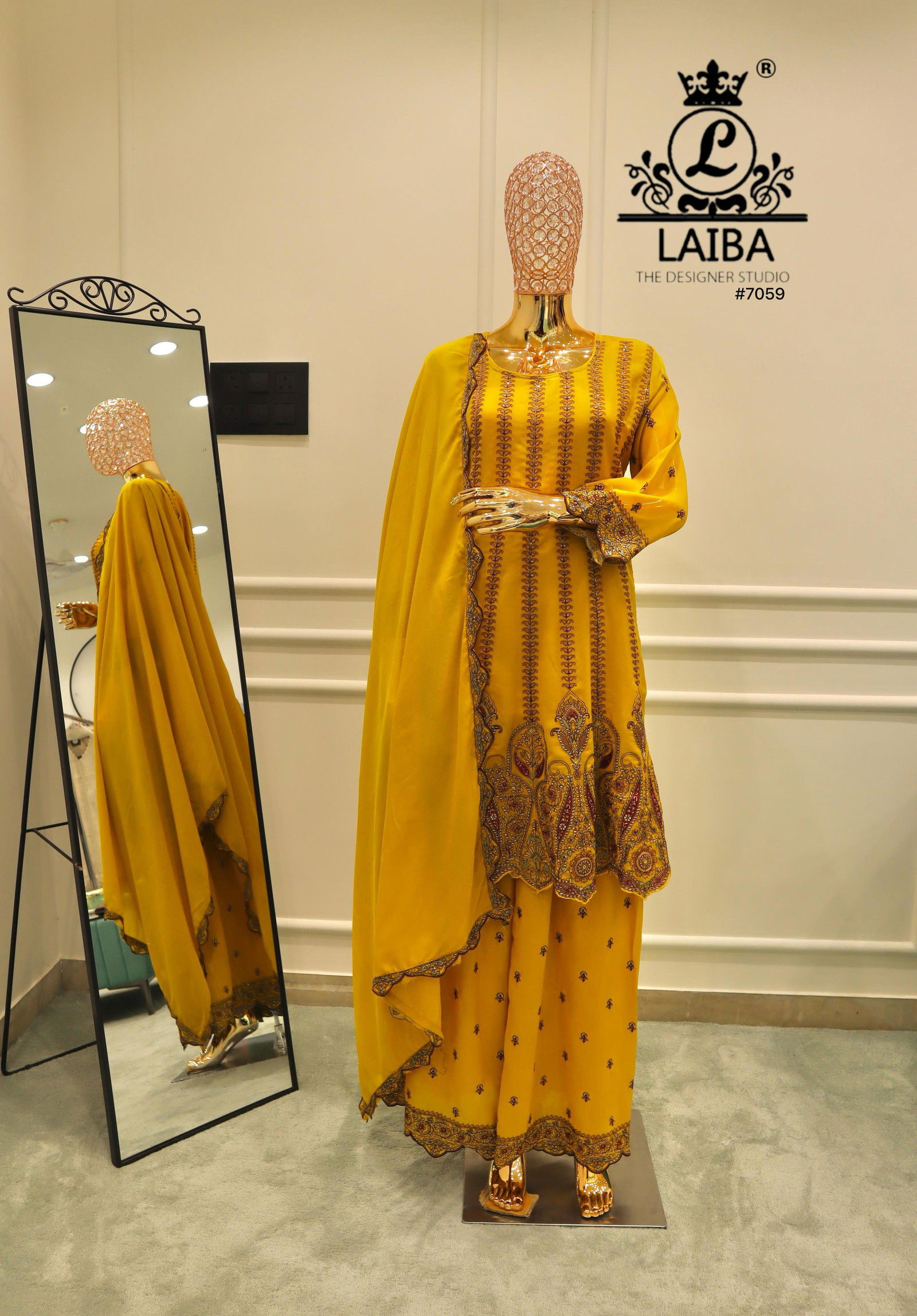 Laiba Am 7059 Chinon Pakistani Ready Made Suits Collection